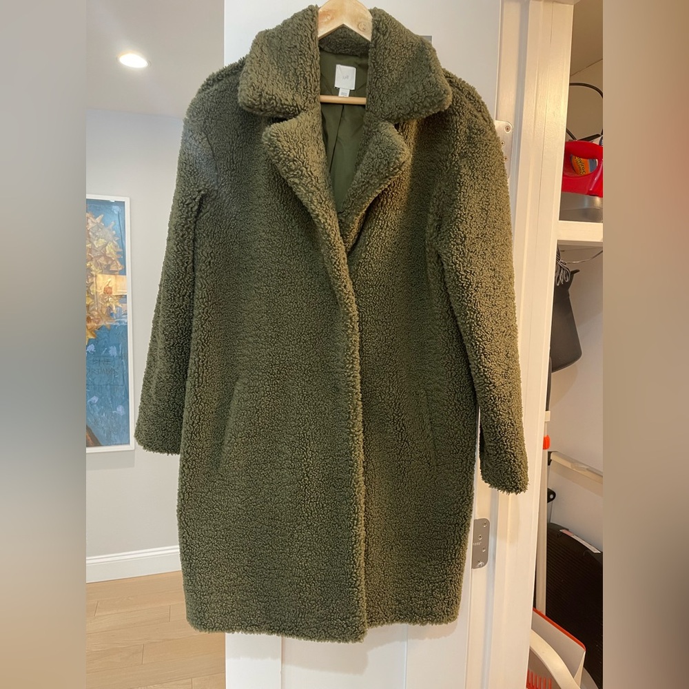J. Jill Green Teddy Jacket Plush Cozy Mid-Length